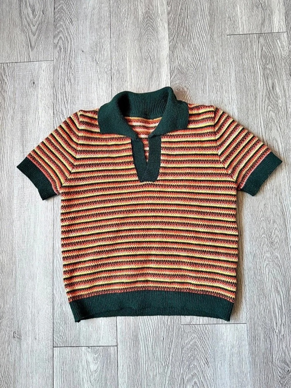 CIDER Striped Sweater in Orange & Green